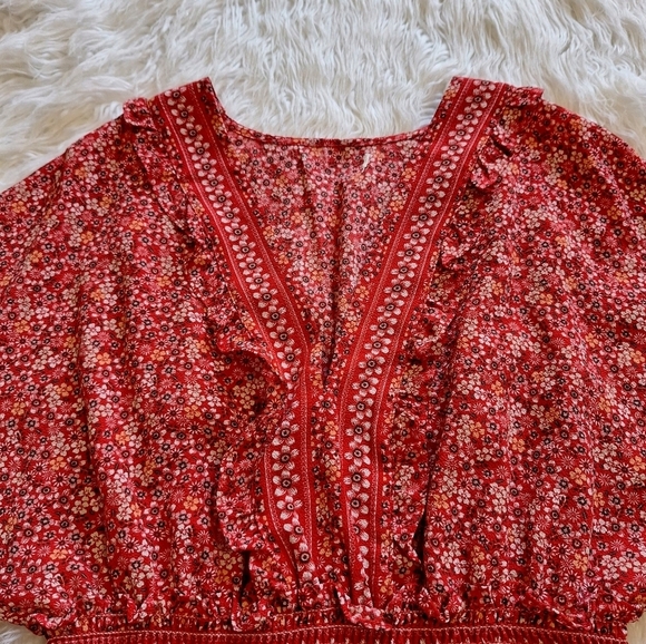 Max Studio Floral V-neck Midi Dress with Balloon Sleeves - Picture 6 of 15